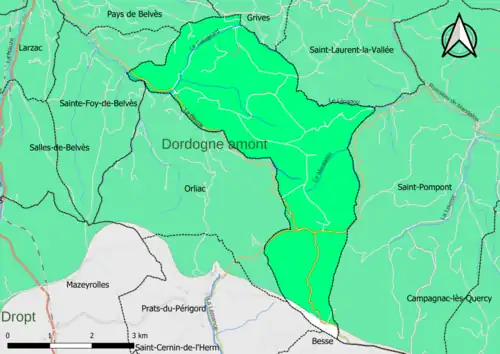 Carte en couleur présentant le(s) SAGE couvrant le territoire communal