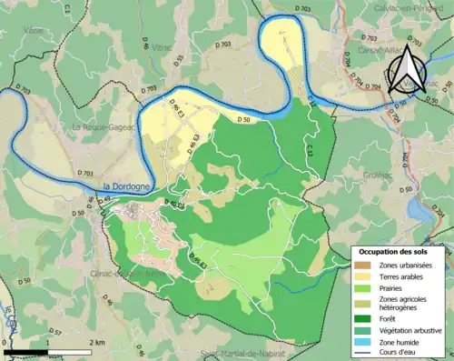 Carte en couleurs présentant l'occupation des sols.