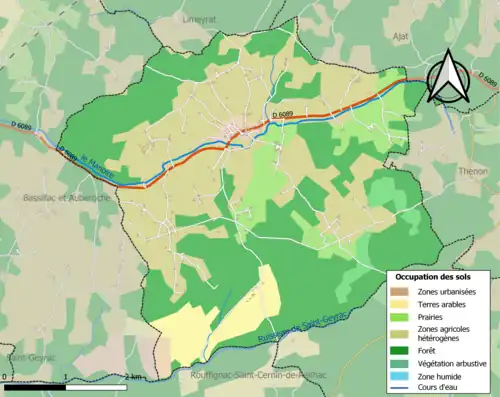 Carte en couleurs présentant l'occupation des sols.