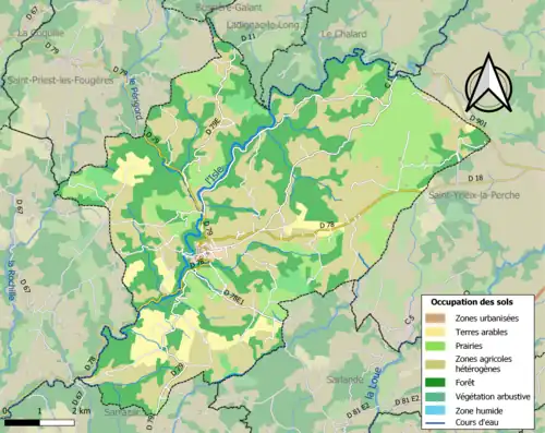 Carte en couleurs présentant l'occupation des sols.