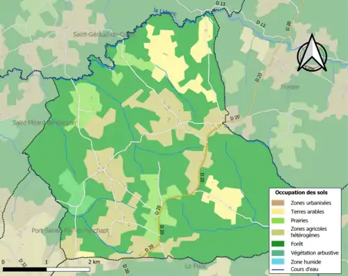 Carte en couleurs présentant l'occupation des sols.