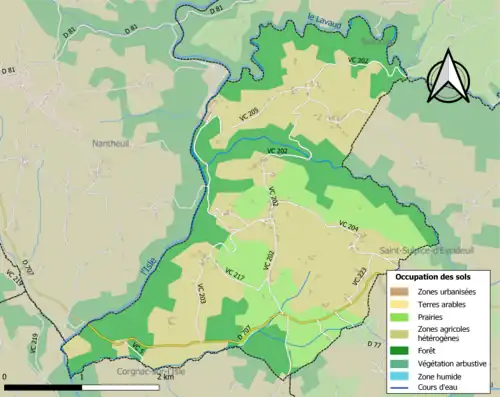 Carte en couleurs présentant l'occupation des sols.