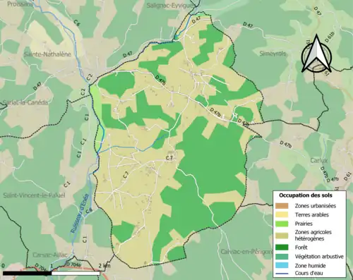 Carte en couleurs présentant l'occupation des sols.