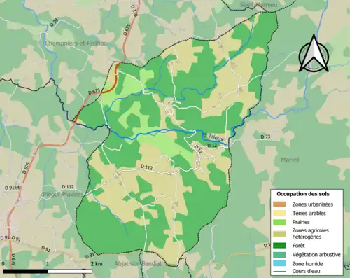 Carte en couleurs présentant l'occupation des sols.