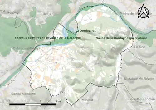 Carte du site Natura 2000 « La Dordogne » à Saint-Julien-de-Lampon.
