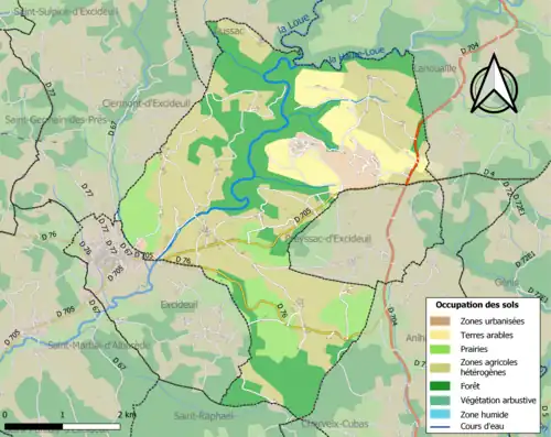 Carte en couleurs présentant l'occupation des sols.