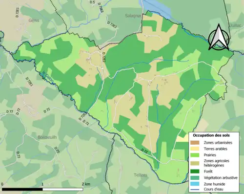 Carte en couleurs présentant l'occupation des sols.