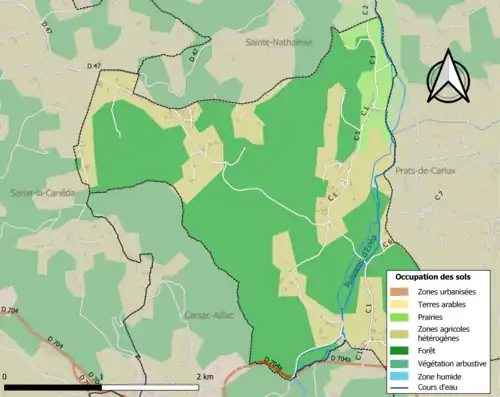Carte en couleurs présentant l'occupation des sols.