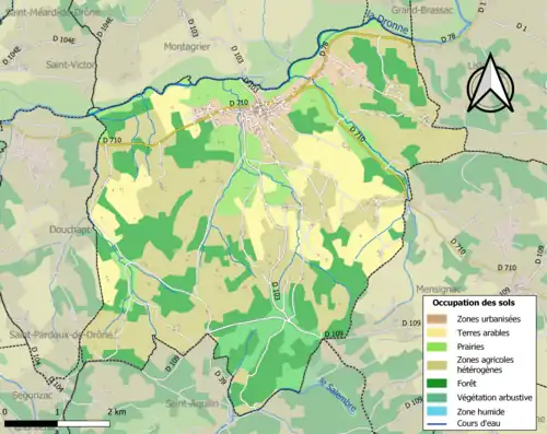 Carte en couleurs présentant l'occupation des sols.
