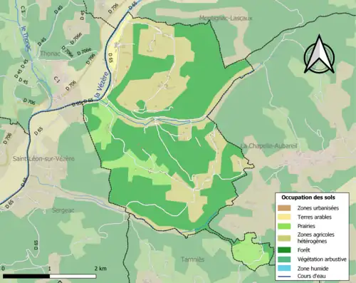 Carte en couleurs présentant l'occupation des sols.