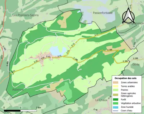 Carte en couleurs présentant l'occupation des sols.