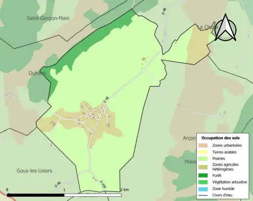 Carte en couleurs présentant l'occupation des sols.