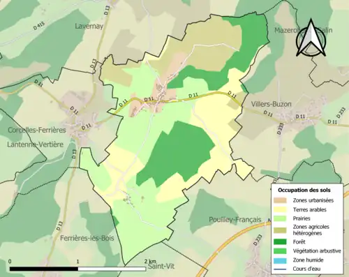 Carte en couleurs présentant l'occupation des sols.