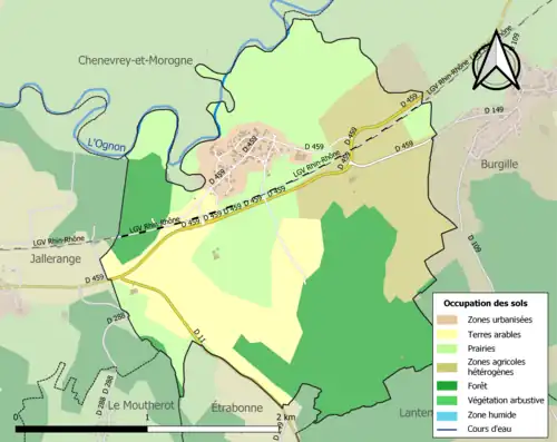 Carte en couleurs présentant l'occupation des sols.