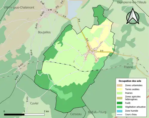 Carte en couleurs présentant l'occupation des sols.