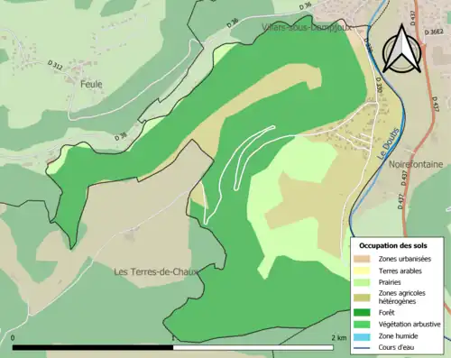 Carte en couleurs présentant l'occupation des sols.
