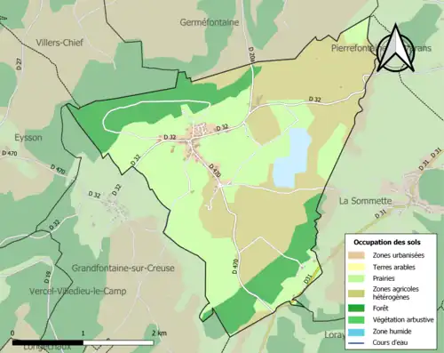 Carte en couleurs présentant l'occupation des sols.