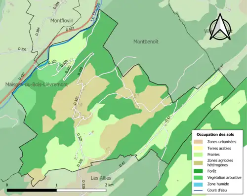 Carte en couleurs présentant l'occupation des sols.