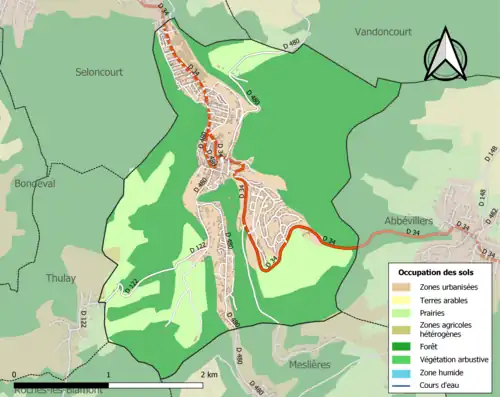 Carte en couleurs présentant l'occupation des sols.