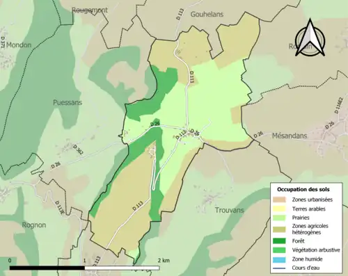 Carte en couleurs présentant l'occupation des sols.