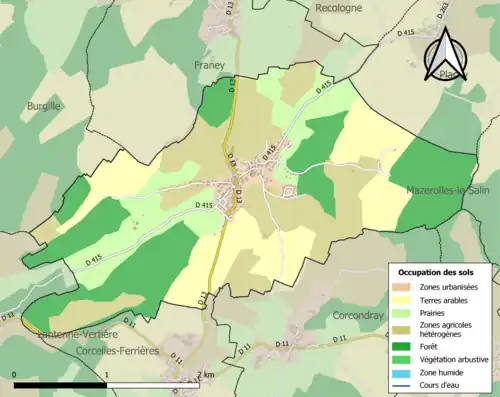 Carte en couleurs présentant l'occupation des sols.