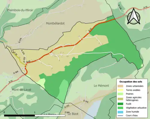 Carte en couleurs présentant l'occupation des sols.