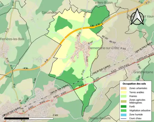 Carte en couleurs présentant l'occupation des sols.