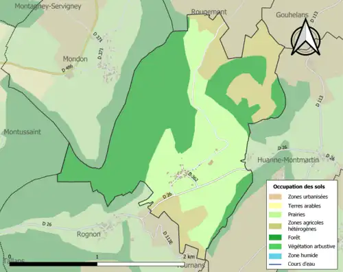 Carte en couleurs présentant l'occupation des sols.
