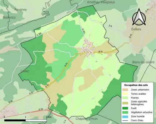 Carte en couleurs présentant l'occupation des sols.