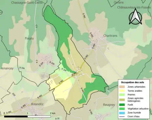 Carte en couleurs présentant l'occupation des sols.
