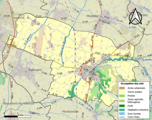 Carte en couleurs présentant l'occupation des sols.