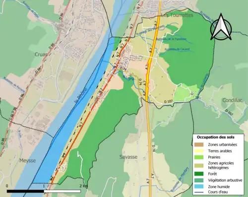 Carte en couleurs présentant l'occupation des sols.