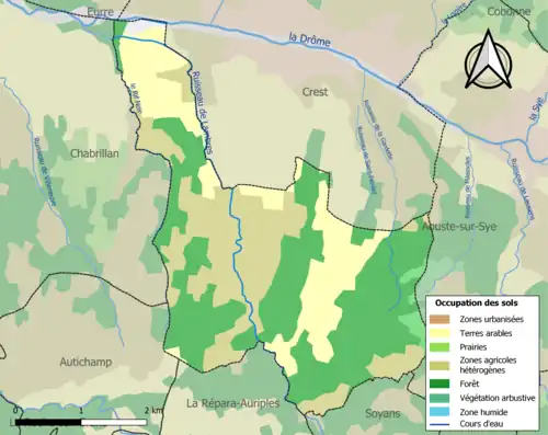 Carte en couleurs présentant l'occupation des sols.