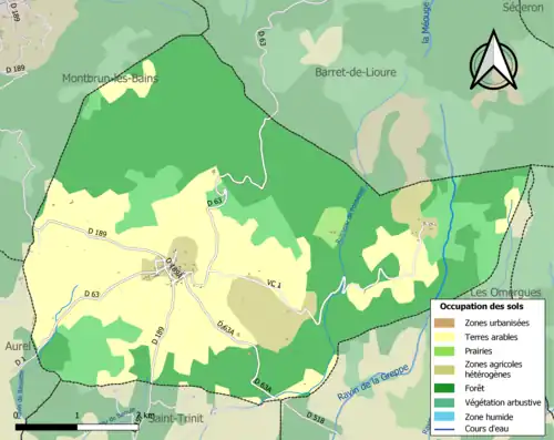 Carte en couleurs présentant l'occupation des sols.