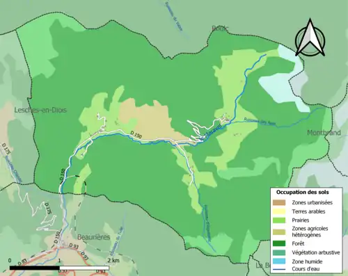 Carte en couleurs présentant l'occupation des sols.