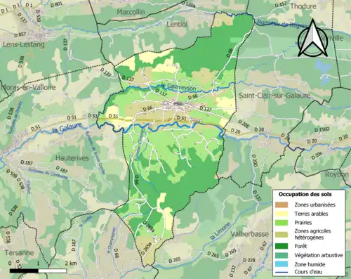Carte en couleurs présentant l'occupation des sols.