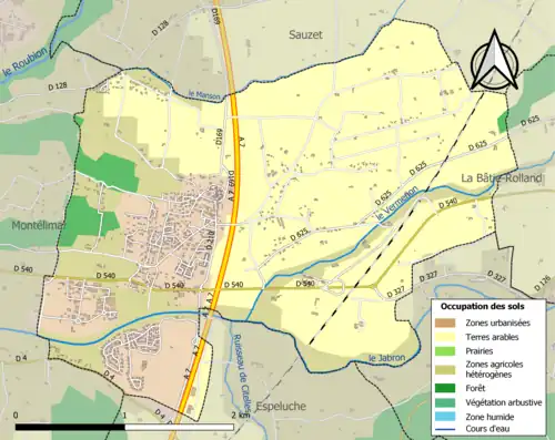Carte en couleurs présentant l'occupation des sols.