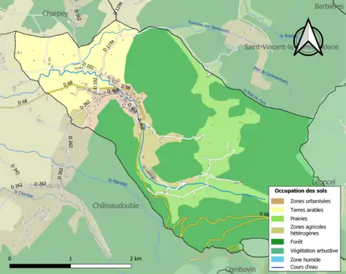 Carte en couleurs présentant l'occupation des sols.