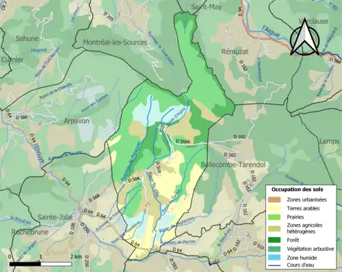 Carte en couleurs présentant l'occupation des sols.