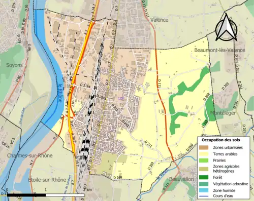 Carte en couleurs présentant l'occupation des sols.