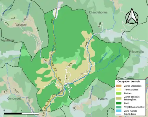 Carte en couleurs présentant l'occupation des sols.