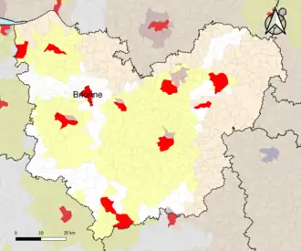 Localisation de l'aire d'attraction de Brionne dans le département de l'Eure.