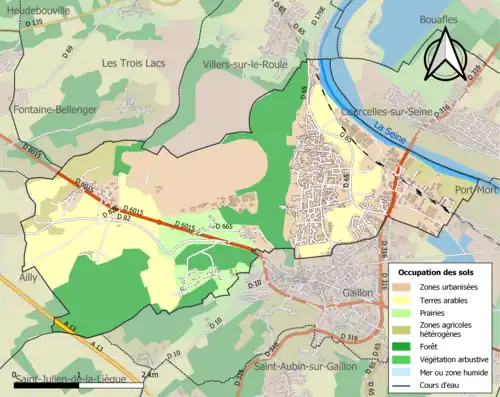 Carte en couleurs présentant l'occupation des sols.