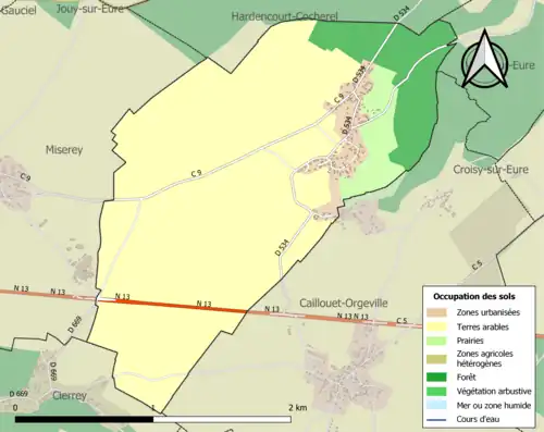 Carte en couleurs présentant l'occupation des sols.