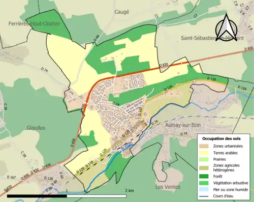 Carte en couleurs présentant l'occupation des sols.