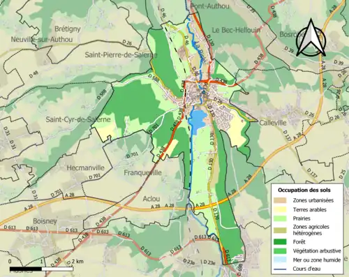 Carte en couleurs présentant l'occupation des sols.