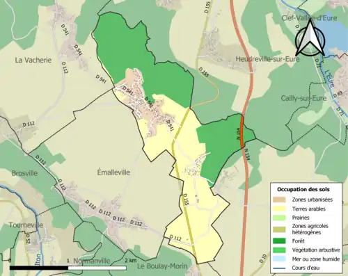 Carte en couleurs présentant l'occupation des sols.