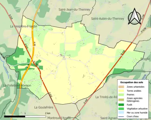 Carte en couleurs présentant l'occupation des sols.