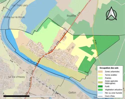 Carte en couleurs présentant l'occupation des sols.