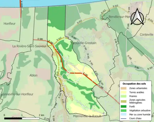 Carte en couleurs présentant l'occupation des sols.
